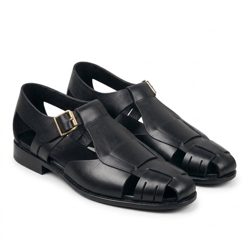 Elegant Cut leather sole Black-1006