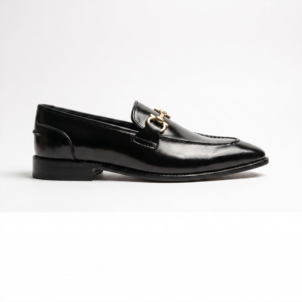 Leather Horsebit Loafers-black-030