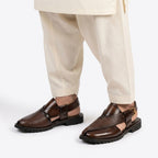 Plain with mild Leather high sole brown 1013