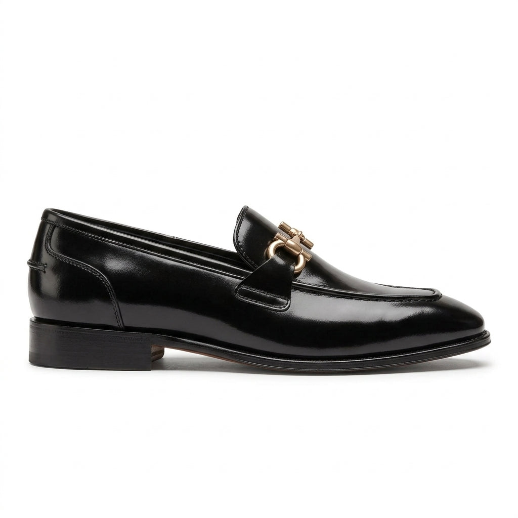 Leather Horsebit Loafers-black-030