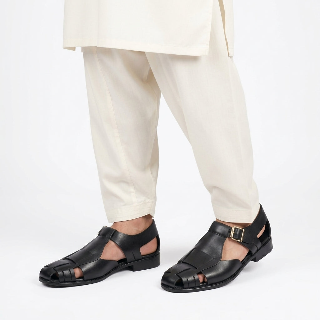 Elegant Cut leather sole Black-1006