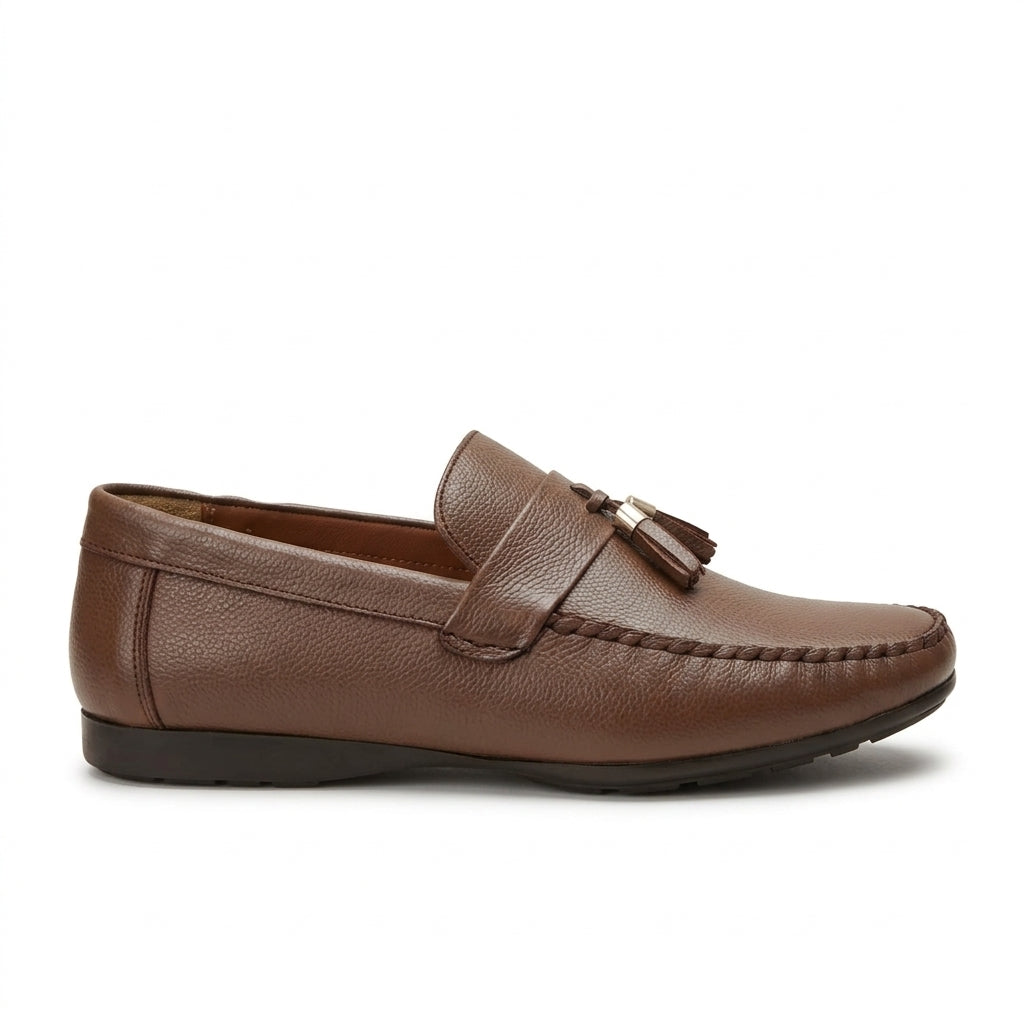 Leather tassel tan-5011
