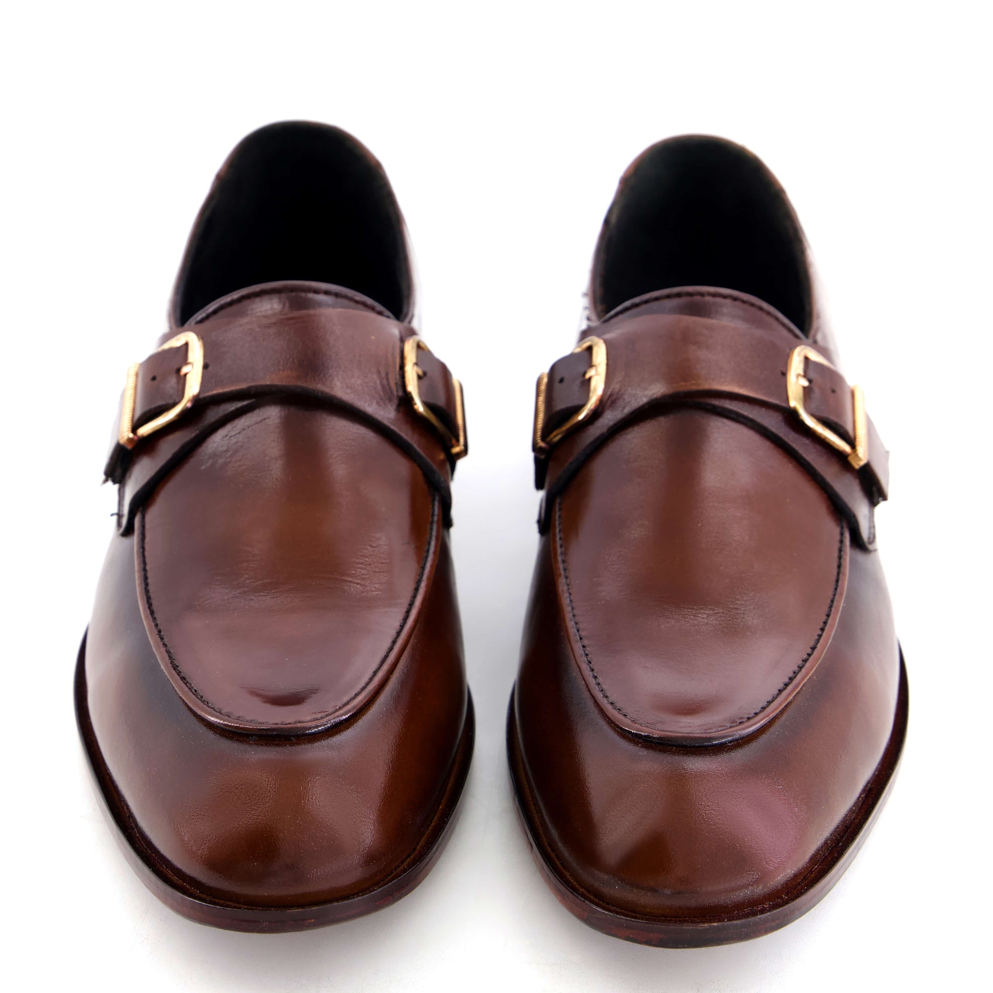 Leather Double Buckle Brown-021 -  anti-bacterial lining