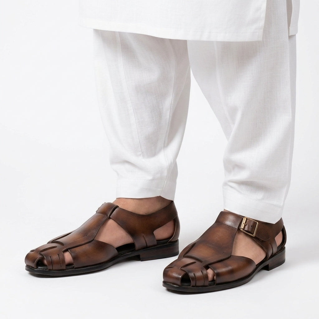 Elegant Cut Leather sole Brown-1006