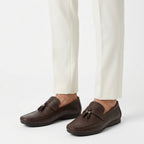Leather tassel brown-5011