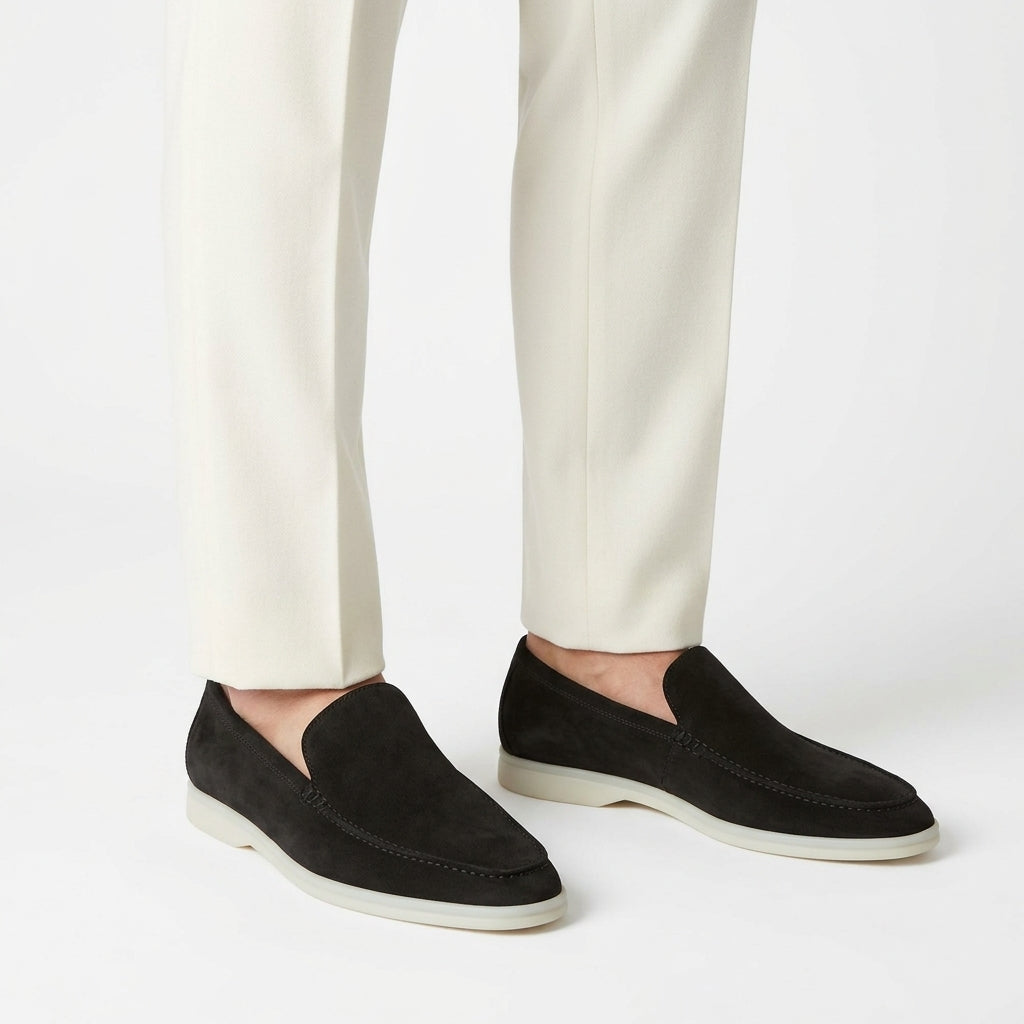 Summer Walk Suede Leather Loafer Black 4001