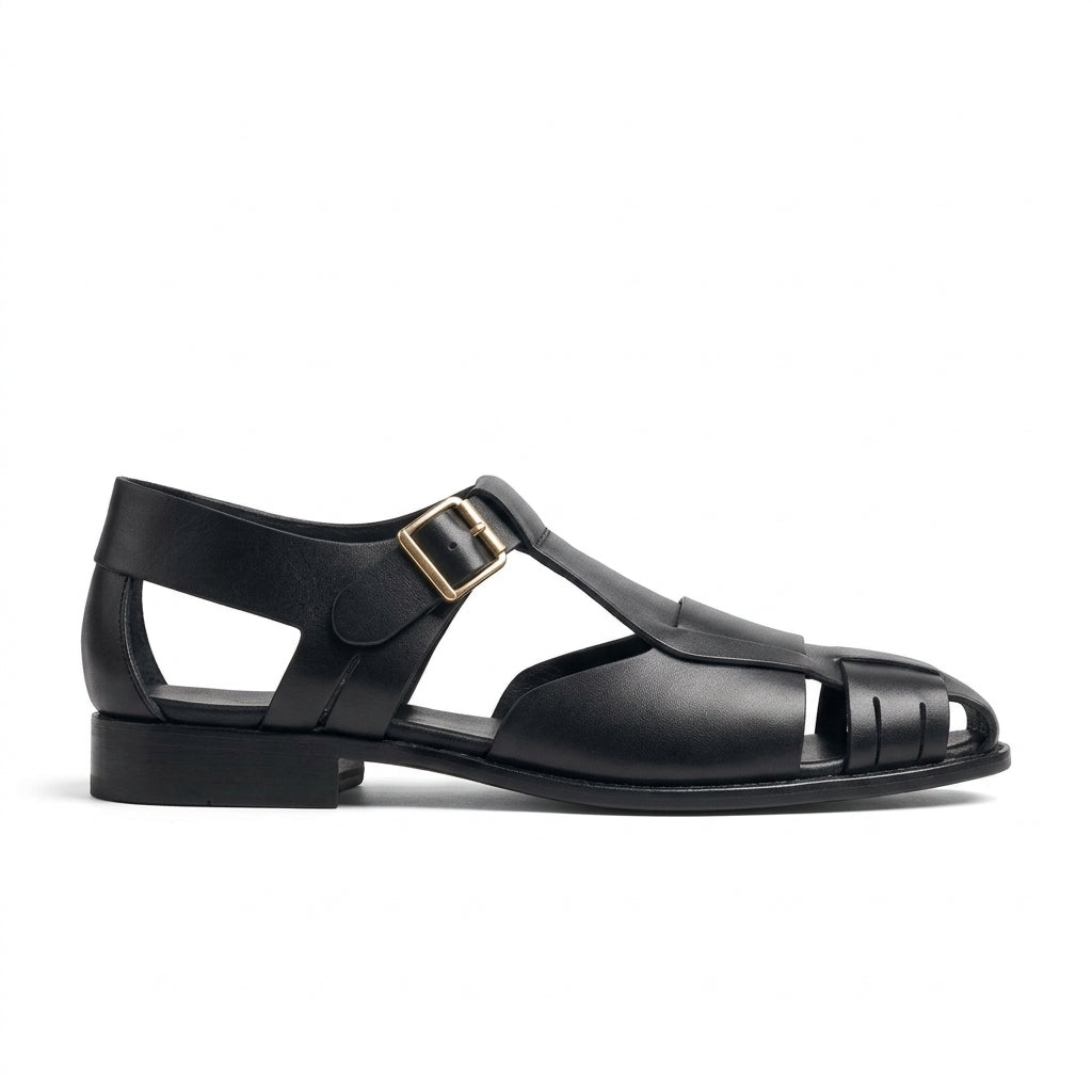 Elegant Cut leather sole Black-1006