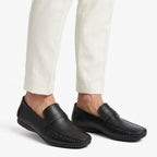Leather top sider loafer black-5013