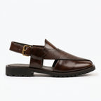 Plain with mild Leather high sole brown 1013