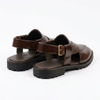 Plain with mild Leather high sole brown 1013