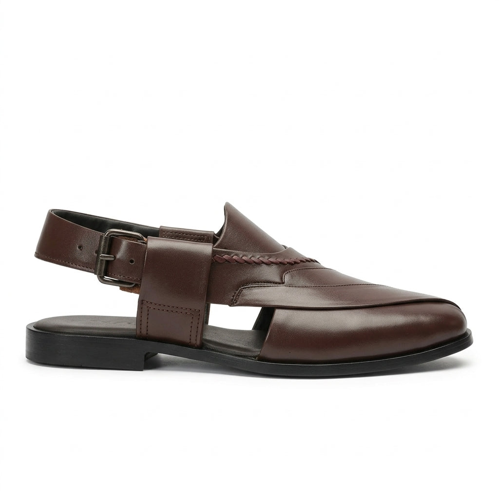 Embosed Peshawari Chappal-BROWN-1009
