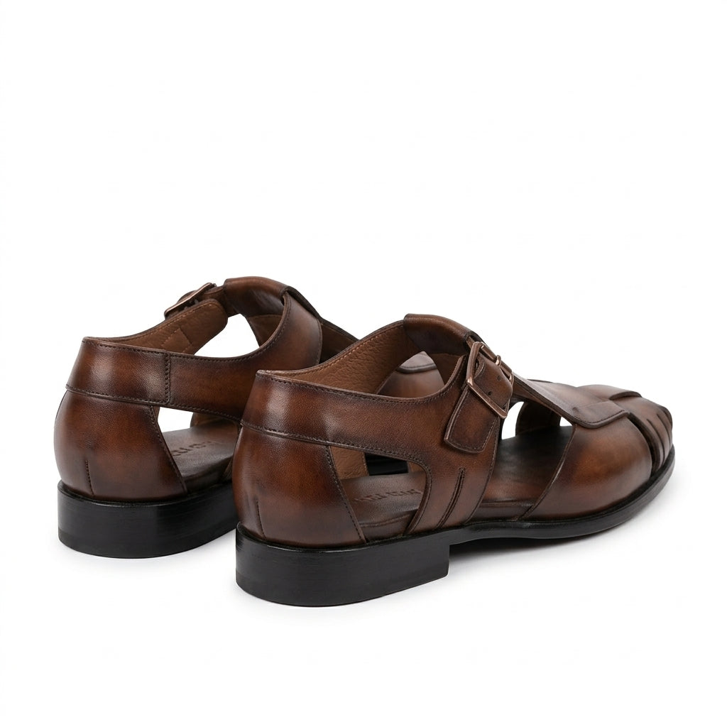 Elegant Cut Leather sole Brown-1006