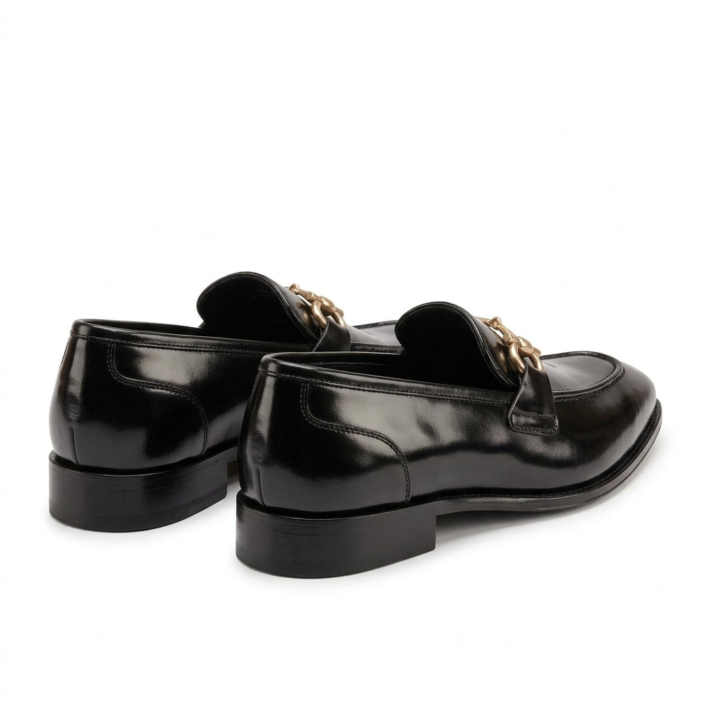 Leather Horsebit Loafers-black-030
