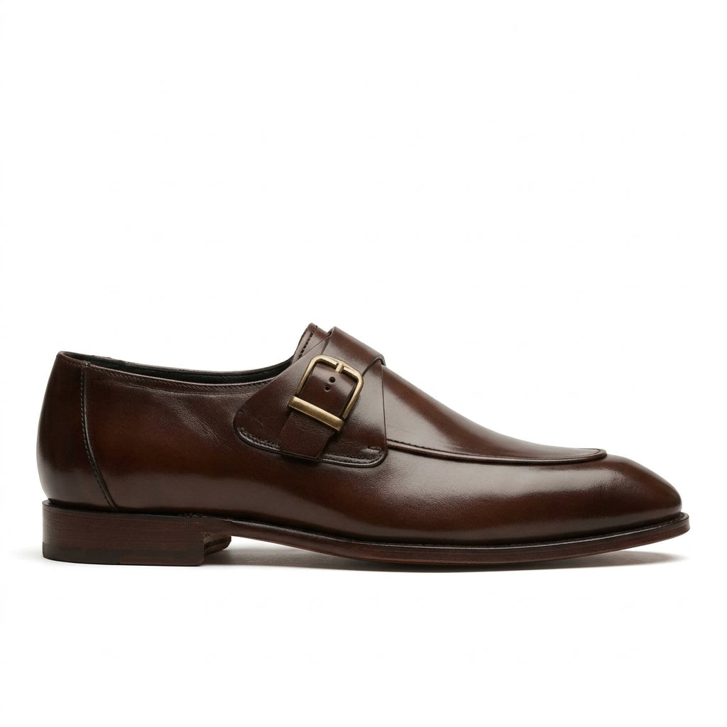 Leather double buckle brown-021