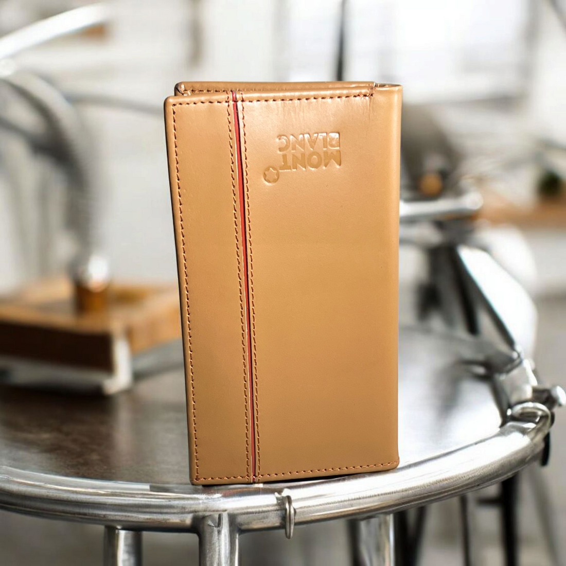 Stylish Purses with line tan-6006