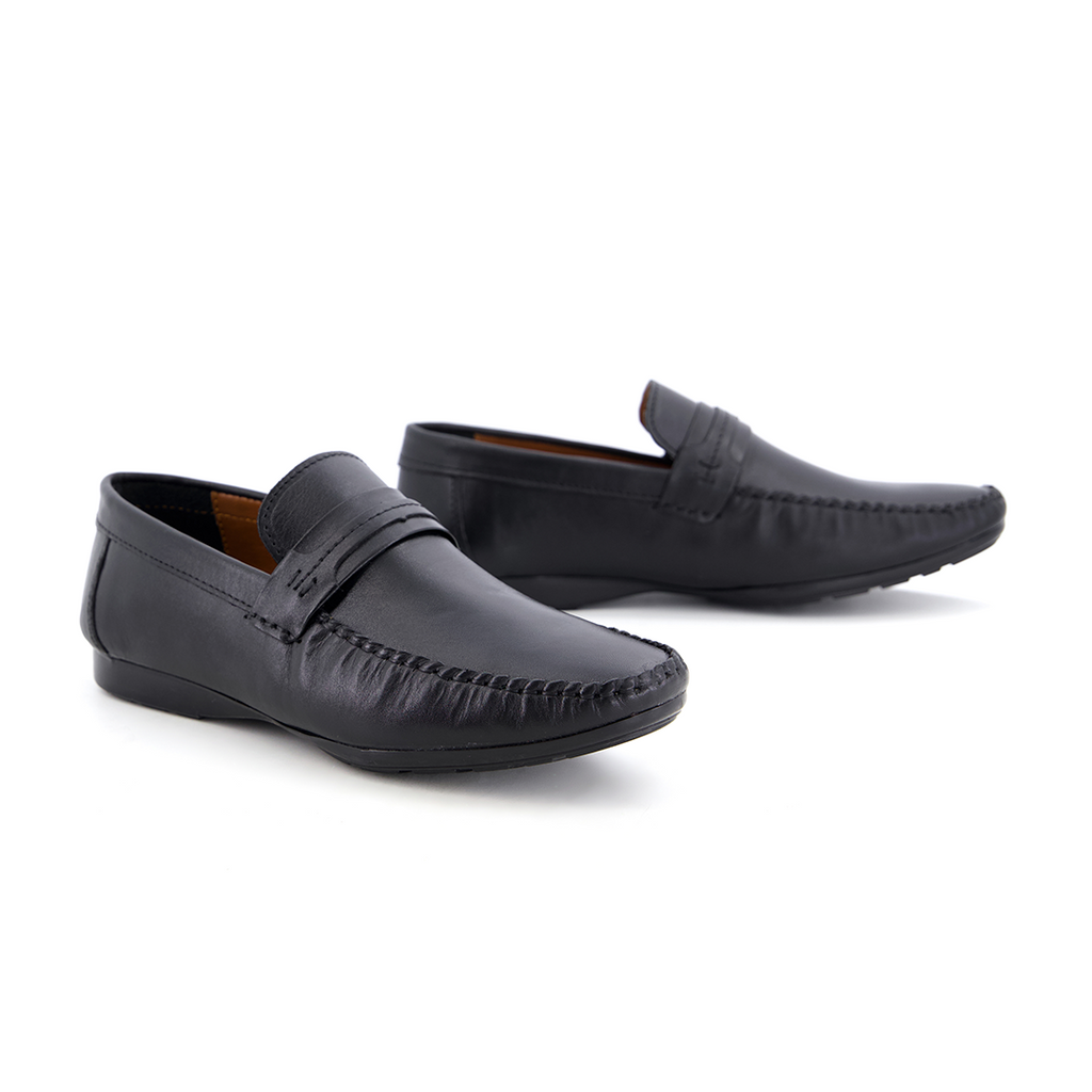 Leather top sider loafer black-5013