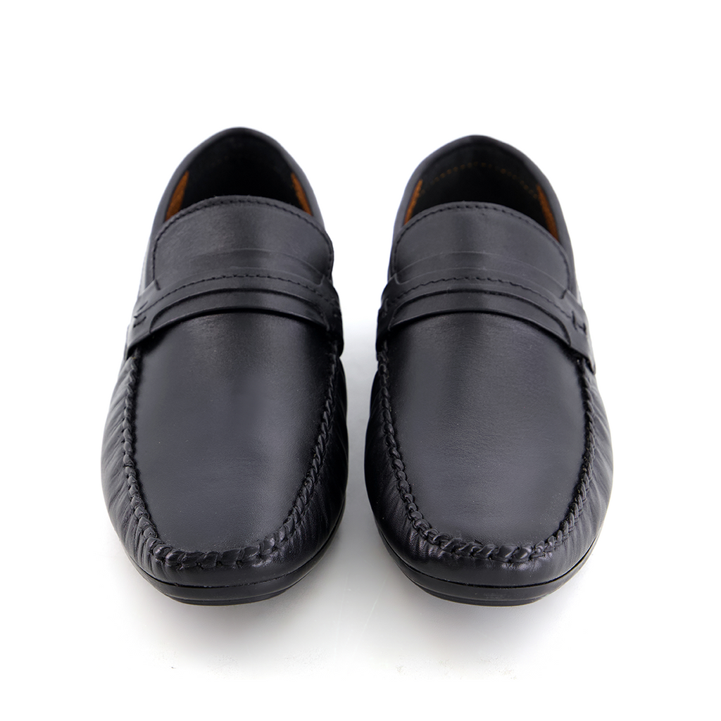 Leather top sider loafer black-5013