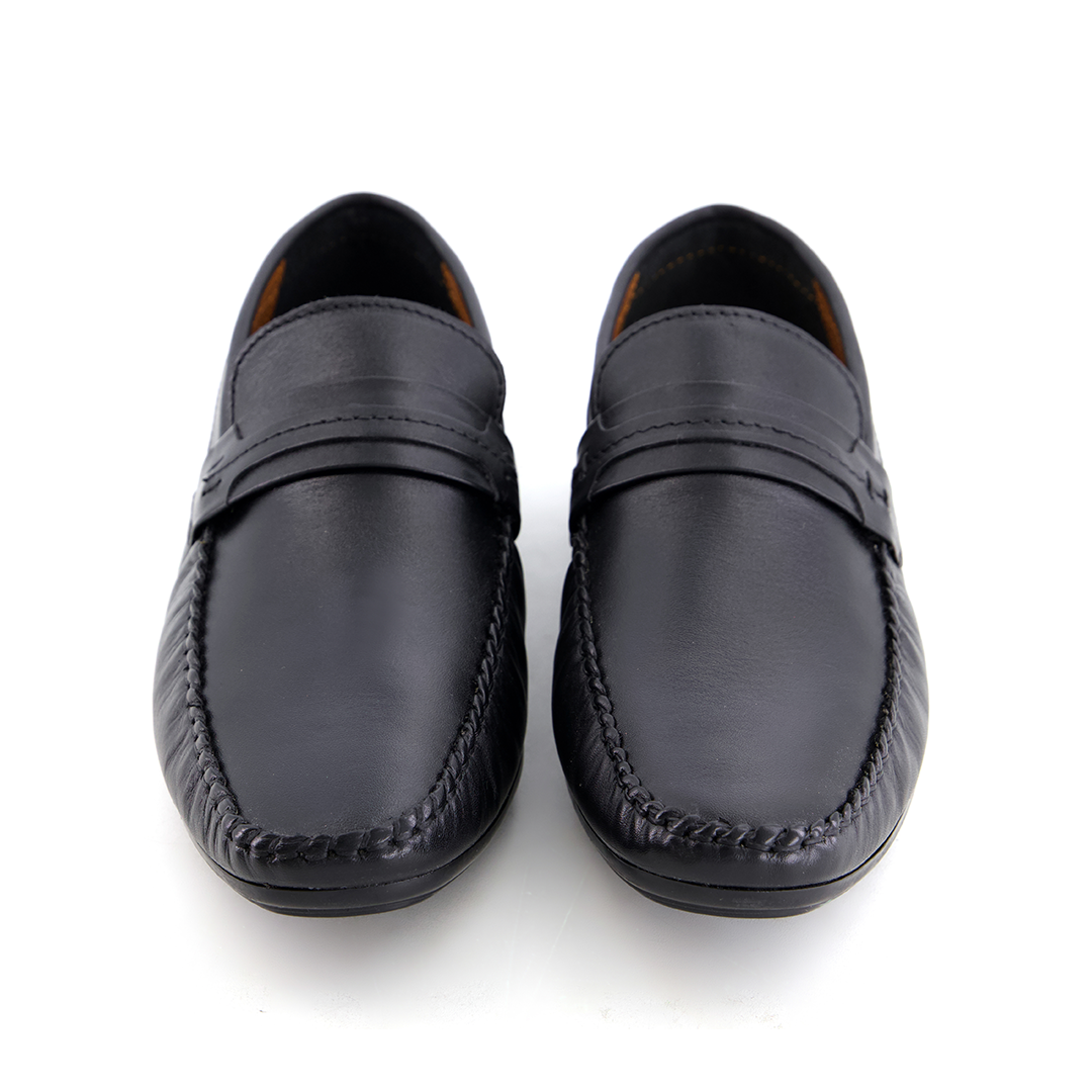 Leather top sider loafer black-5013