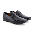 Leather top sider loafer black-5013