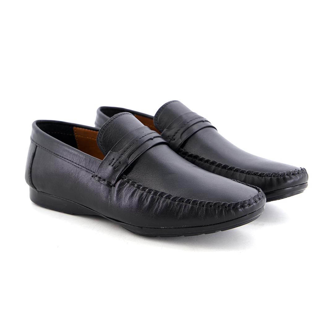 Leather top sider loafer black-5013