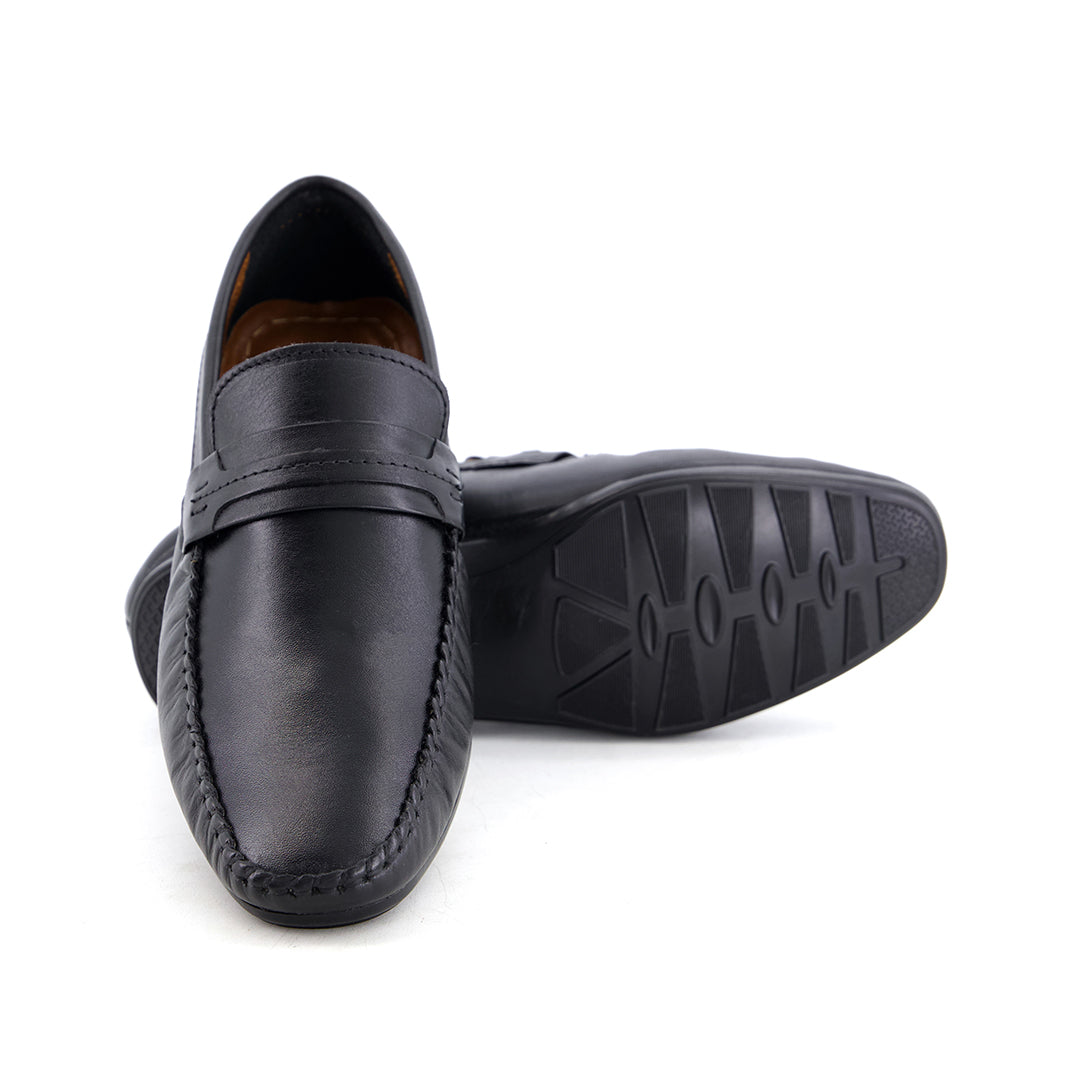Leather top sider loafer black-5013