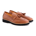 Casual Tassel Tan-020 - Premium tan leather shoes with tassel detail