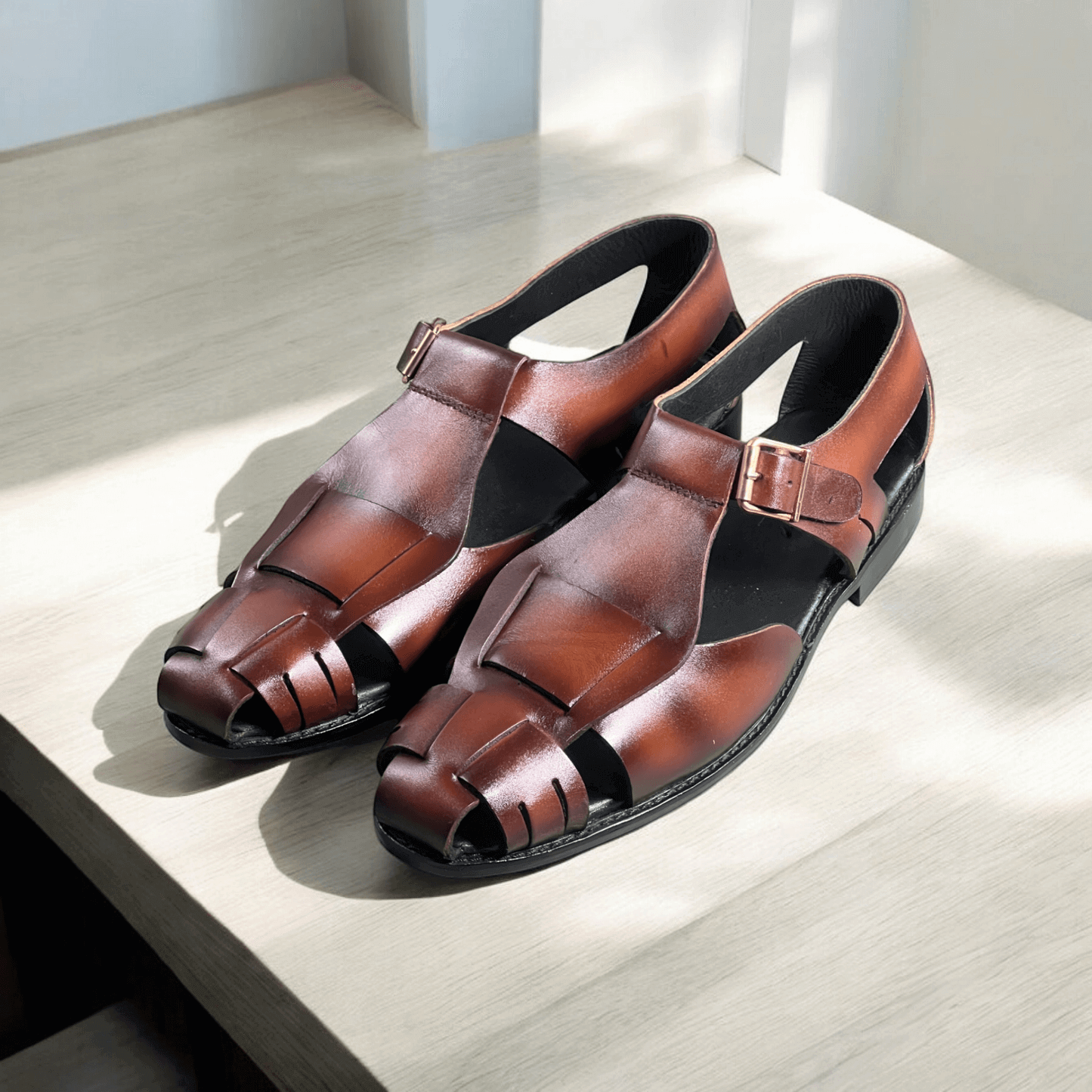 Elegant Cut Leather sole Brown-1006