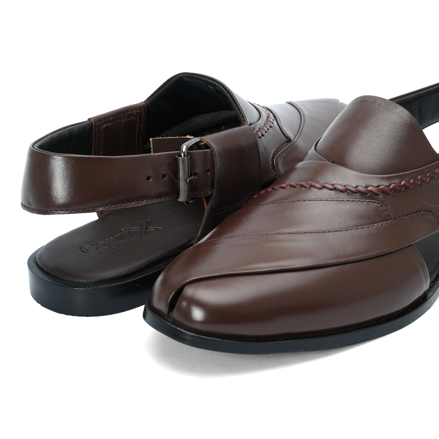 Embosed Peshawari Chappal-BROWN-1009