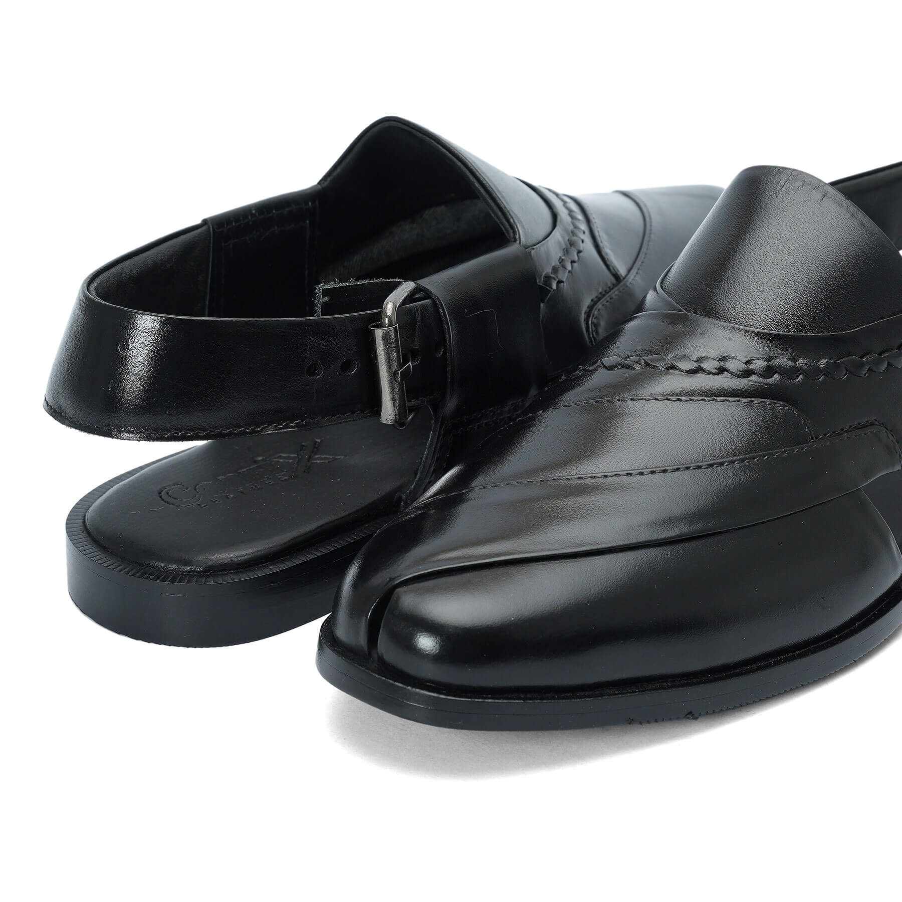 Embosed Peshawari Chappal-BLACK-1009
