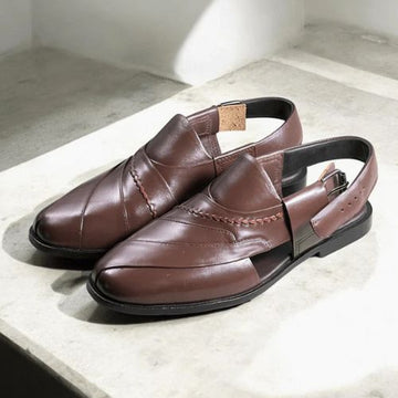 Embosed Peshawari Chappal-BRN-1009