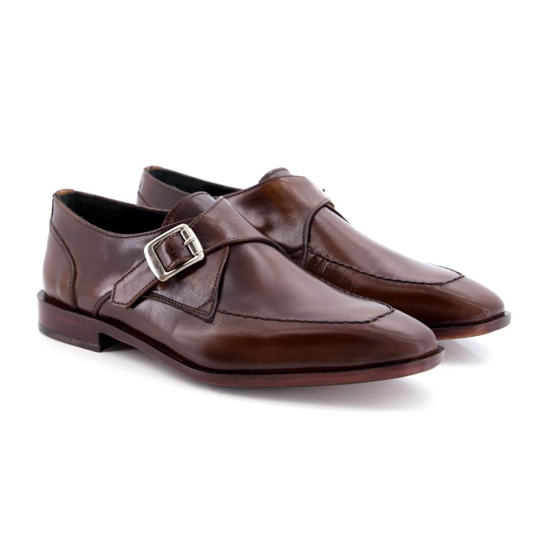 Gavello Monk Strap-004 - Premium brown two-tone leather