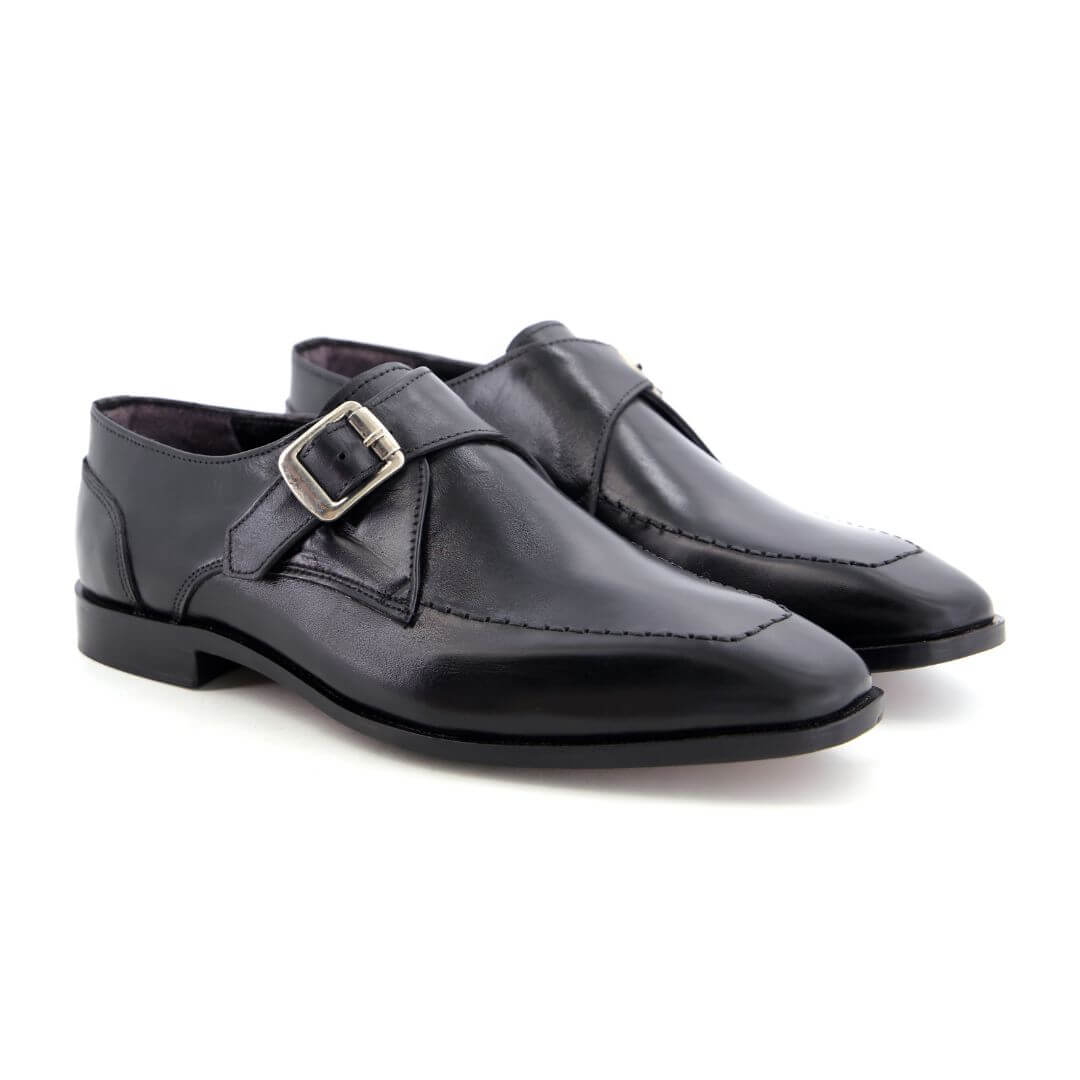 Gavello Monk Strap blk-004 - Premium black leather monk strap