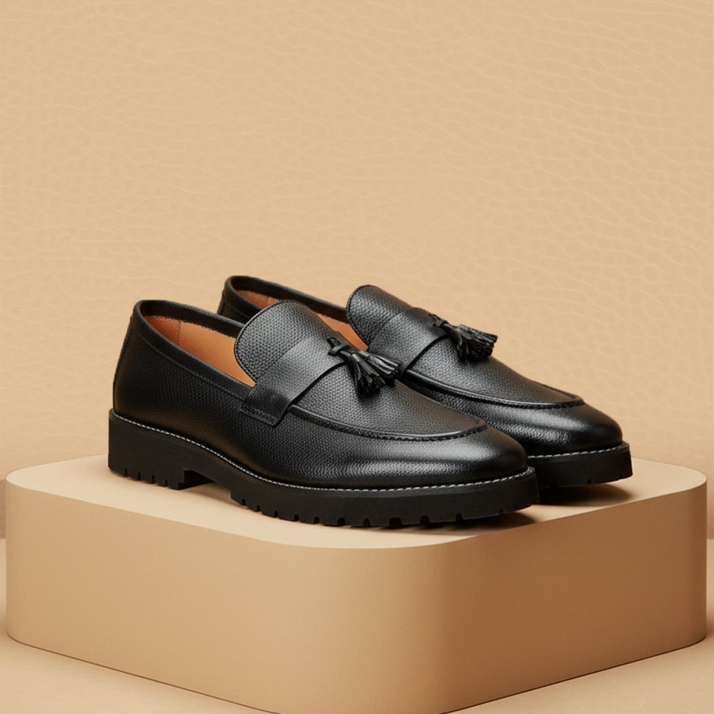 Leather Chunky Tassel blk-018