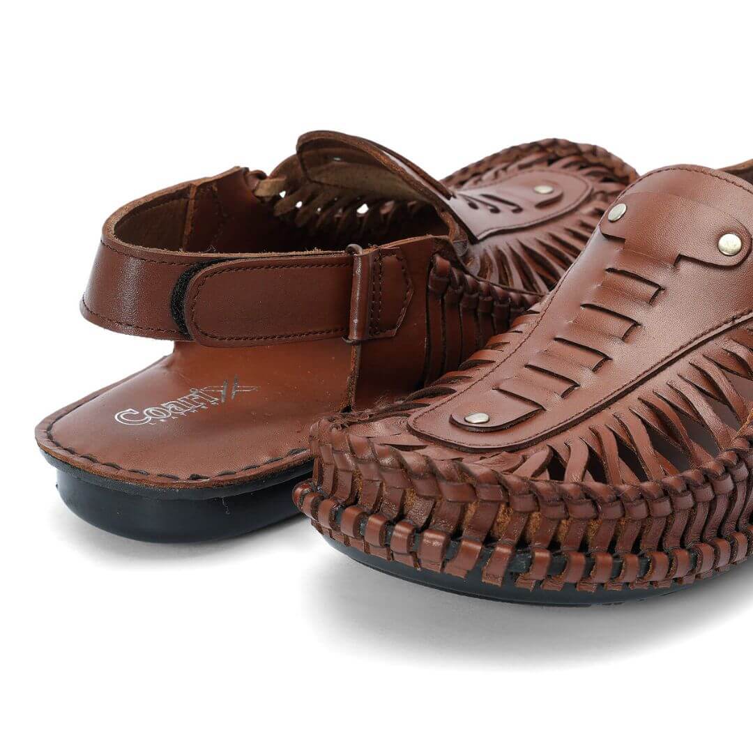 Leather Kolhapuri Sandal Blk-1007 (Tan) by Coarix Leather –  featuring expert craftsmanship, soft padded interior