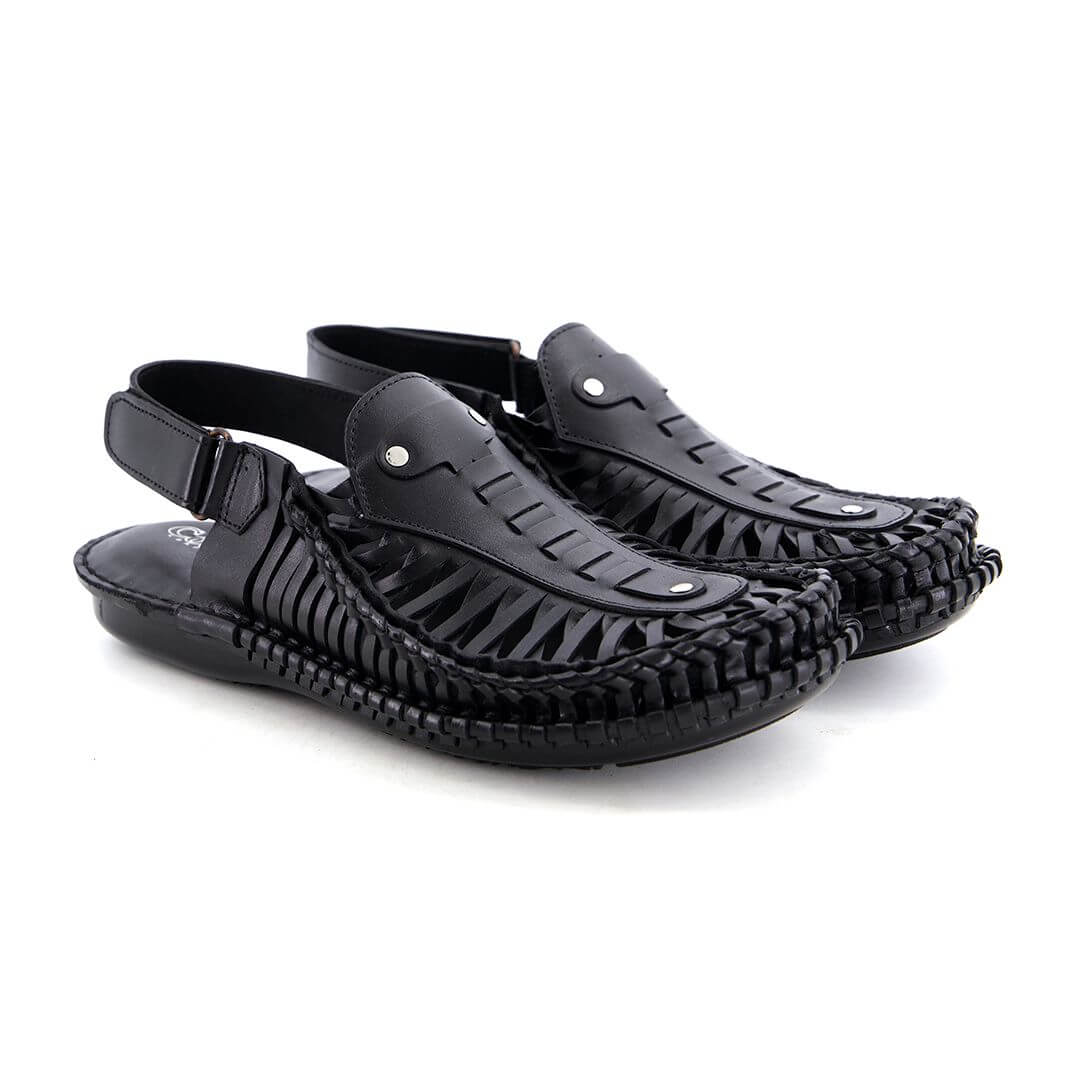 Leather Kolhapuri Sandal Blk-1007 by Coarix Leather – handcrafted black Kolhapuri sandals