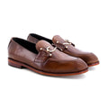 Leather T Buckle Brown-019 - Premium brown leather formal shoes 