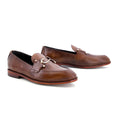 Leather T Buckle Brown-019 -  handcrafted leather sole