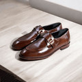 Leather double buckle-brown-021