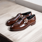 Leather double buckle-brown-021