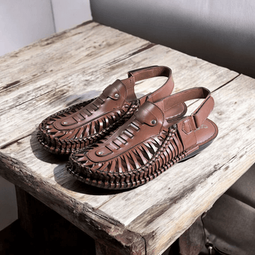 Leather Kolhapuri Sandal Brn-1007