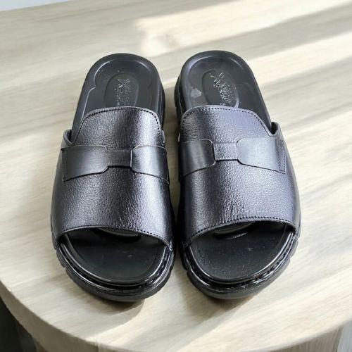 Leather Slipper Black-3009