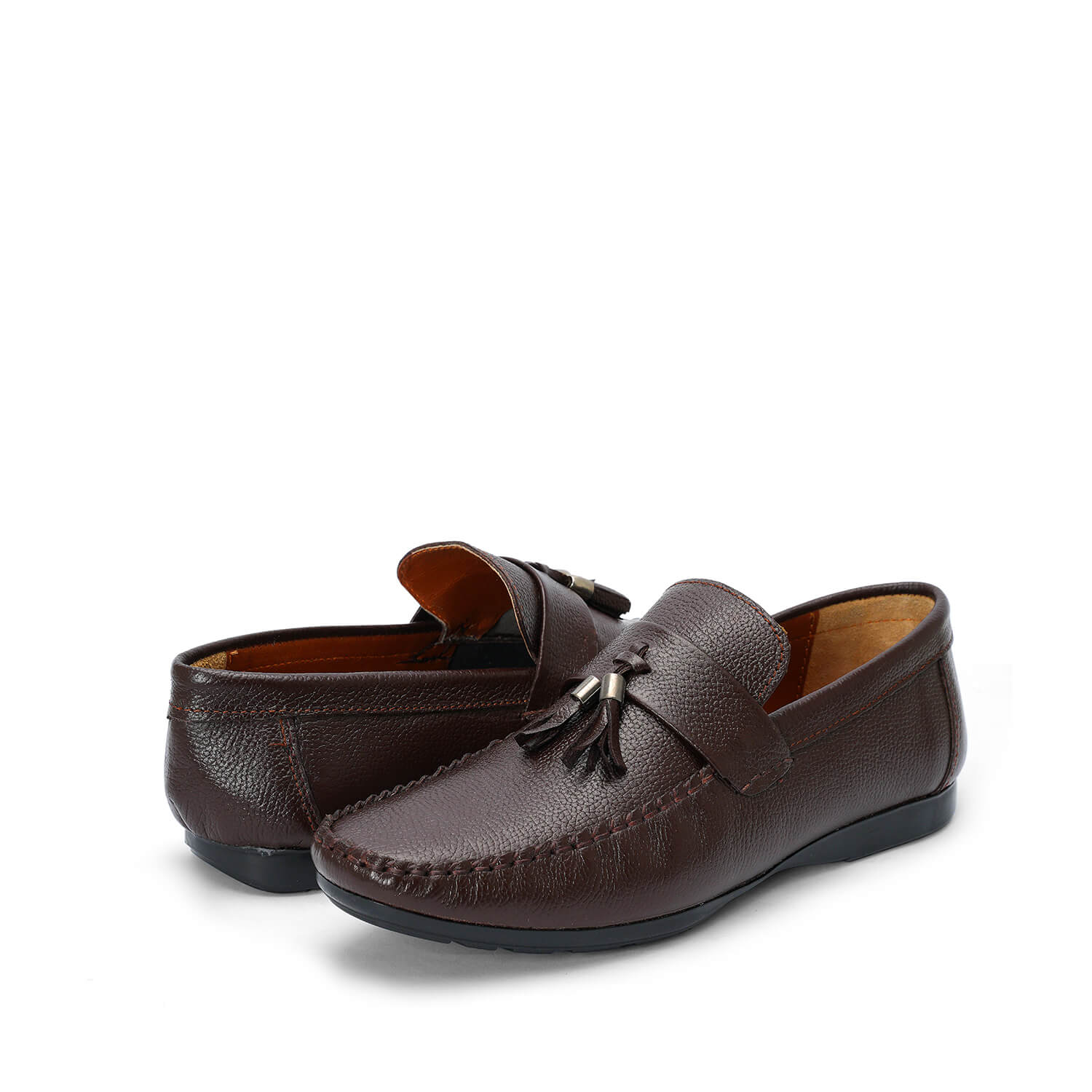 Leather tassel brown-5011
