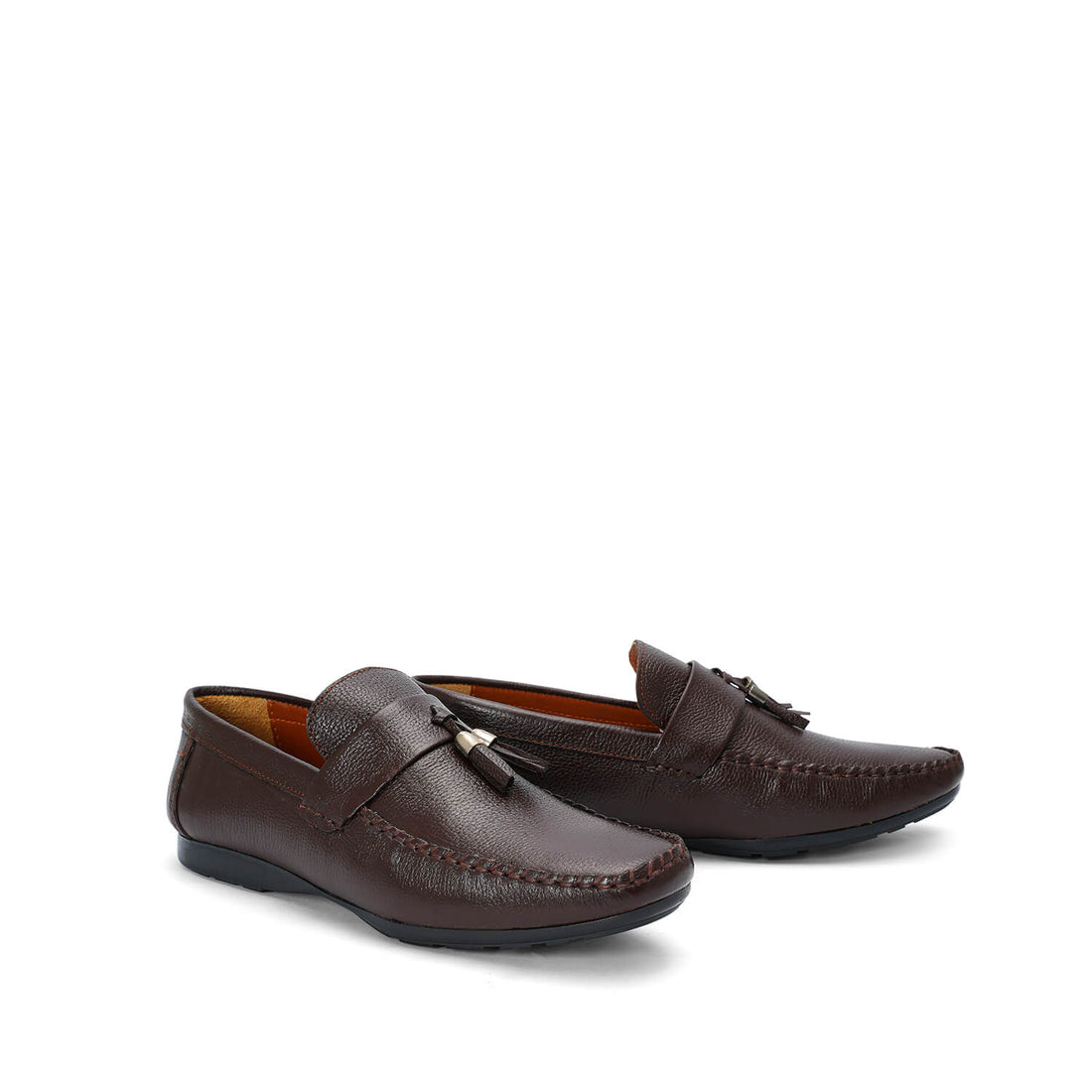 Leather tassel brown-5011