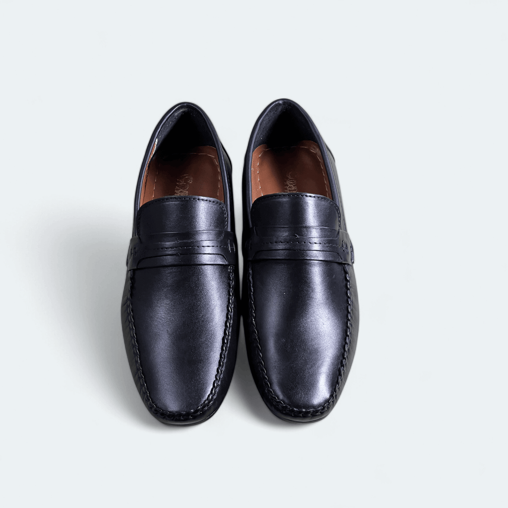 Leather top sider loafer black-5013