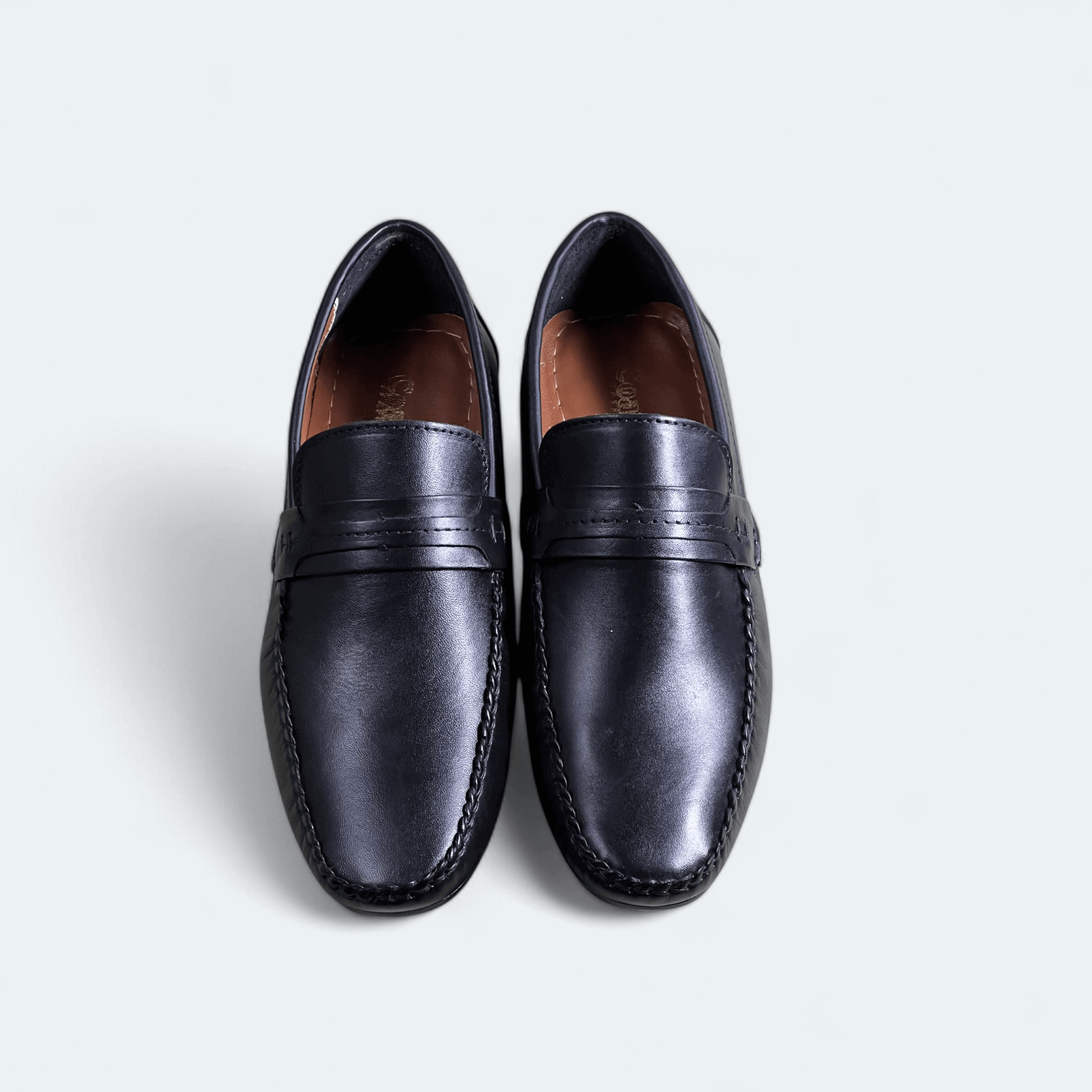 Leather top sider loafer black-5013