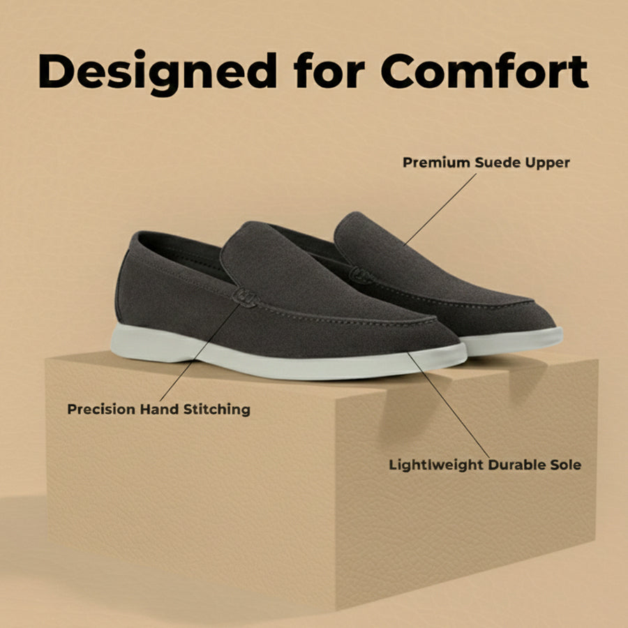 Summer Walk Suede Leather Black Loafer 4001