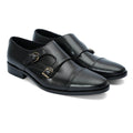 Luxe double monk 007 - Premium black leather double monk strap shoes 