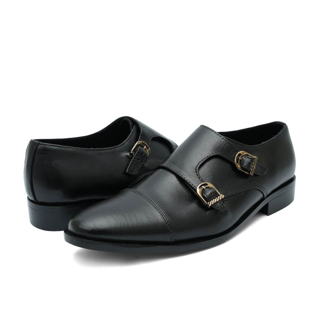Luxe double monk 007 -  Italian wax polished finish