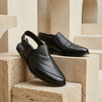 Embosed Peshawari Chappal-BLACK-1009