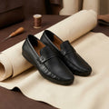 Leather top sider loafer black-5013